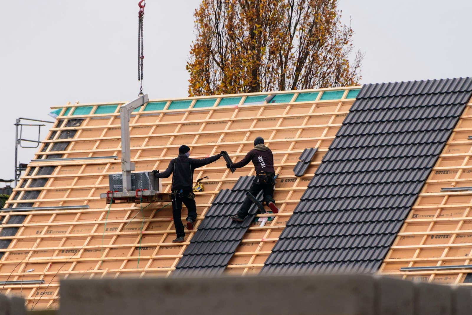 Crew working on a new roof installation